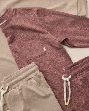 Long Sleeve Pocket Tee || Heathered Burgundy