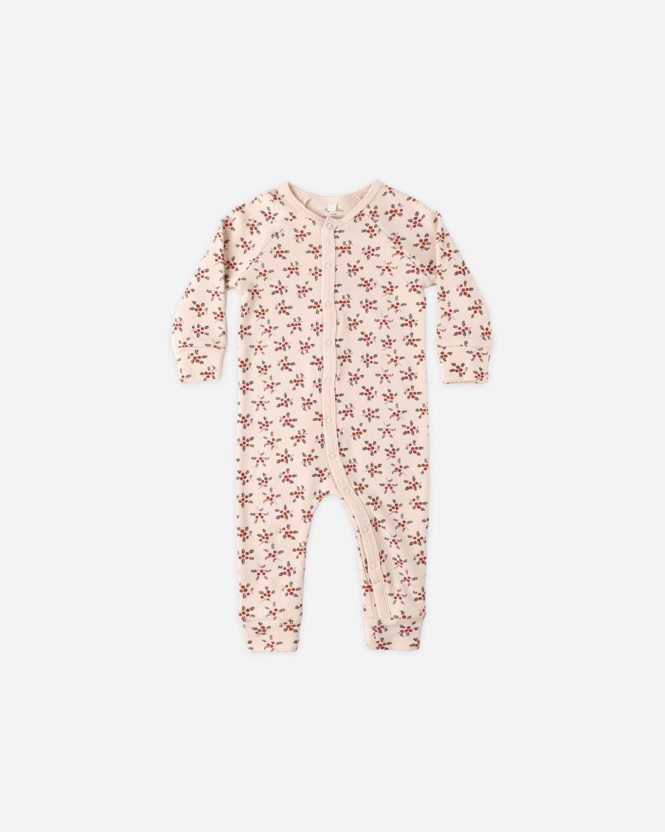 Organic Long John Pajamas || Holly Berry