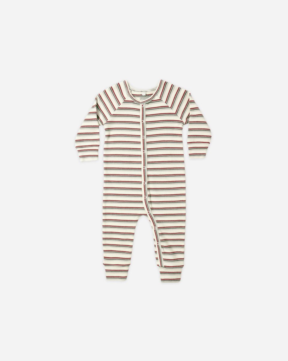 Organic Long John Pajamas || Holiday Stripe