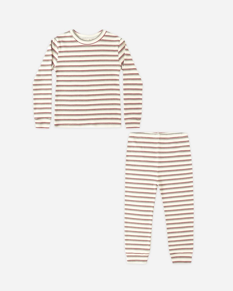 Organic Long Sleeve Pajama Set || Holiday Stripe