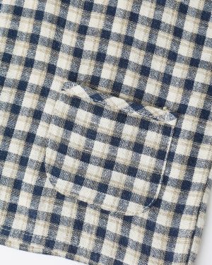 Woven Henley Tee || Navy Check