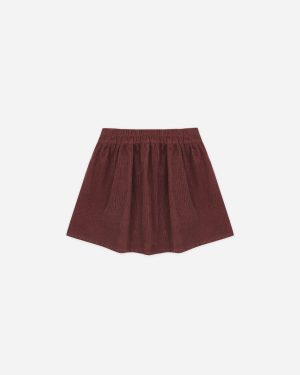 Button Front Mini Skirt || Burgundy