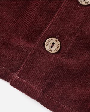 Button Front Mini Skirt || Burgundy