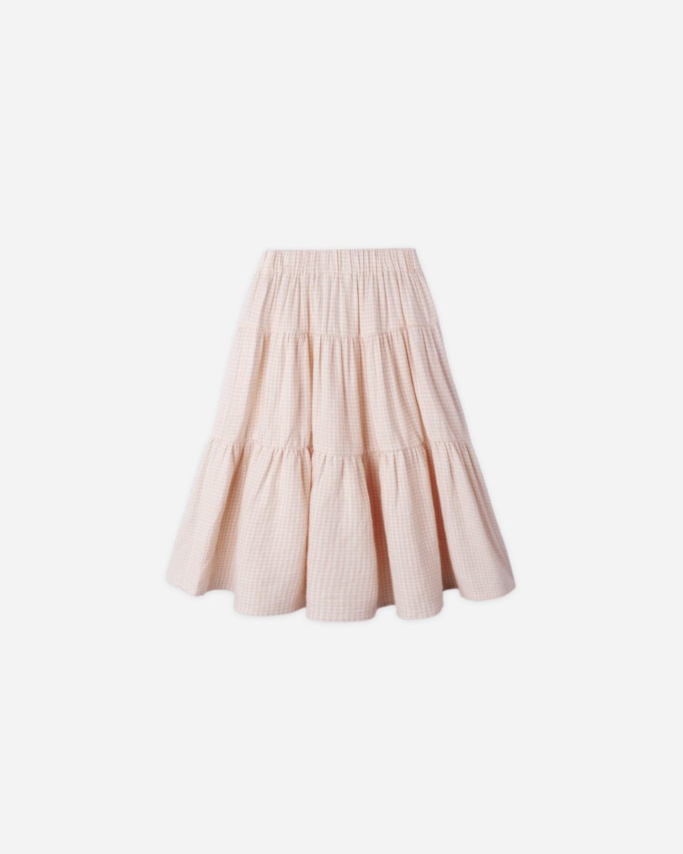 Tiered Midi Skirt || Petal Gingham
