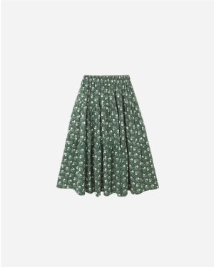 Tiered Midi Skirt || Green Ditsy