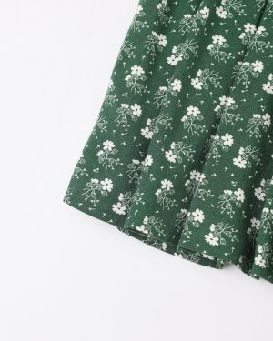 Tiered Midi Skirt || Green Ditsy