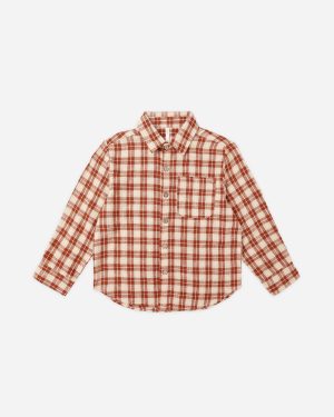 Collared Long Sleeve Shirt || Red Plaid