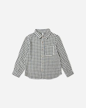 Collared Long Sleeve Shirt || Navy Check