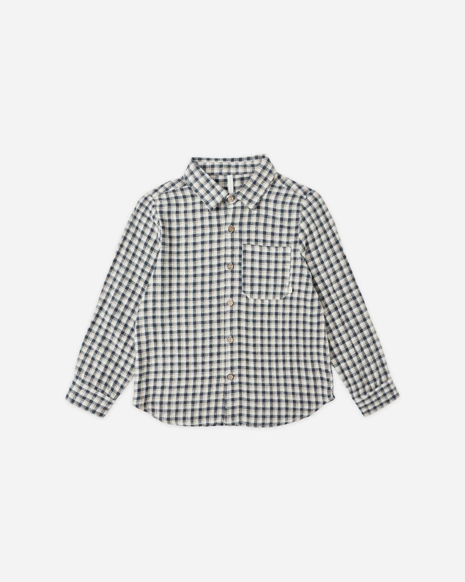 Collared Long Sleeve Shirt || Navy Check