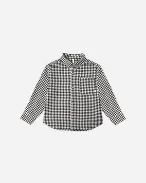 Collared Long Sleeve Shirt || Black Gingham