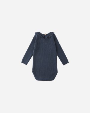 Ruffle Collar Bodysuit || Navy