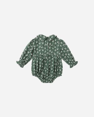Cora Romper || Green Ditsy
