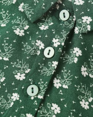 Cora Romper || Green Ditsy