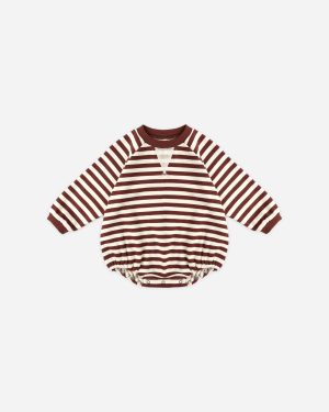 Crewneck Romper || Burgundy Stripe