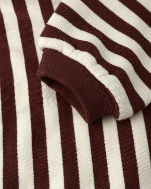 Crewneck Romper || Burgundy Stripe