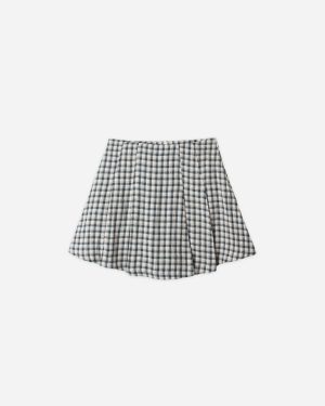 Pleated Mini Skirt || Navy Check