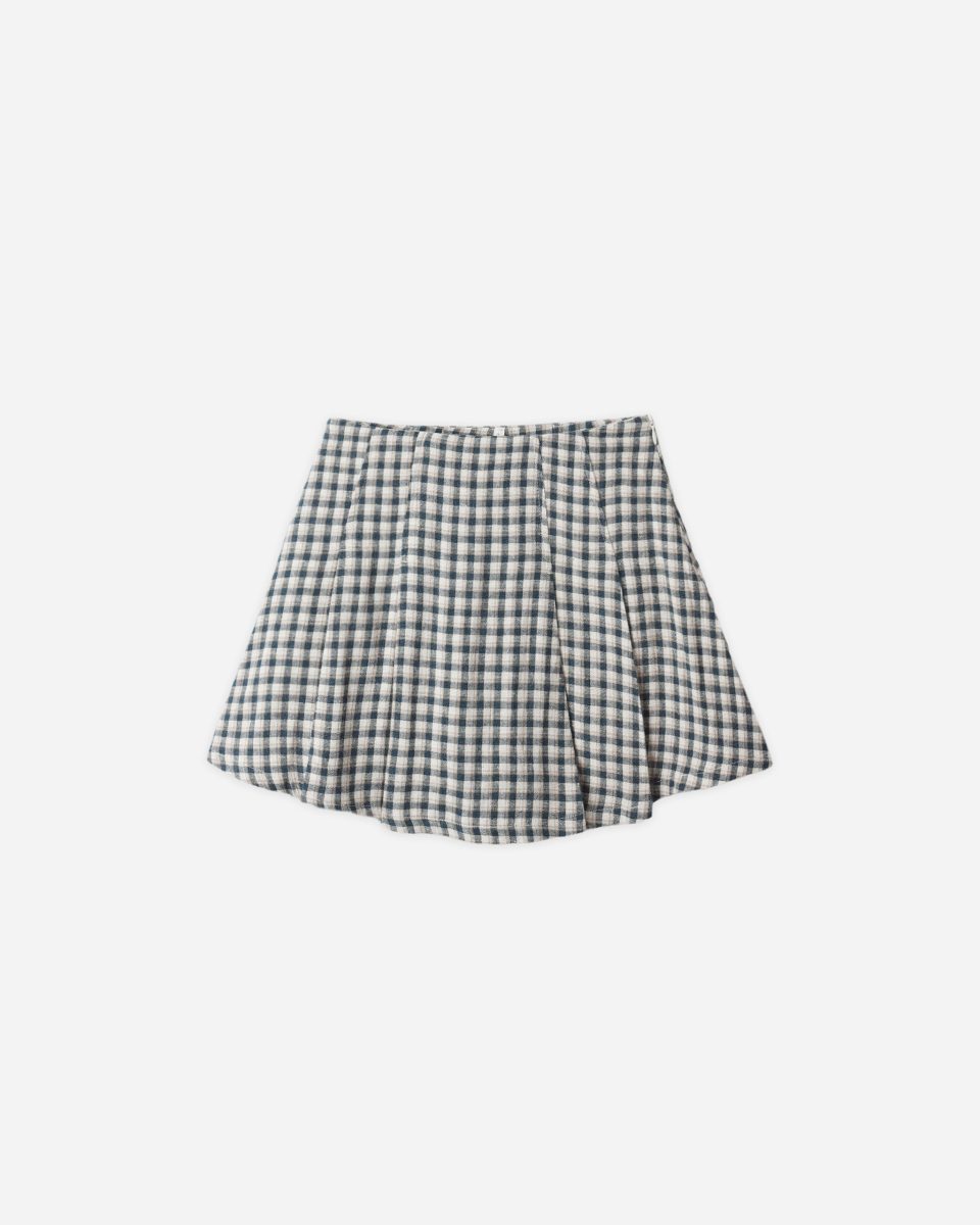 Pleated Mini Skirt || Navy Check