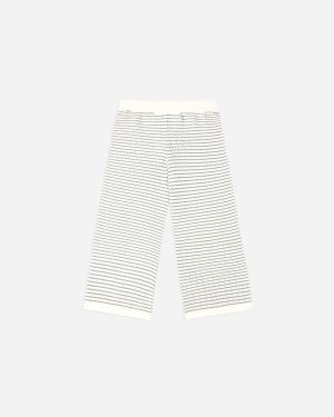 Knit Wide Leg Pant || Dusty Blue Stripe