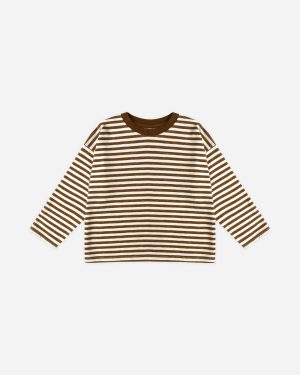 Camden Long Sleeve Tee || Brown Stripe