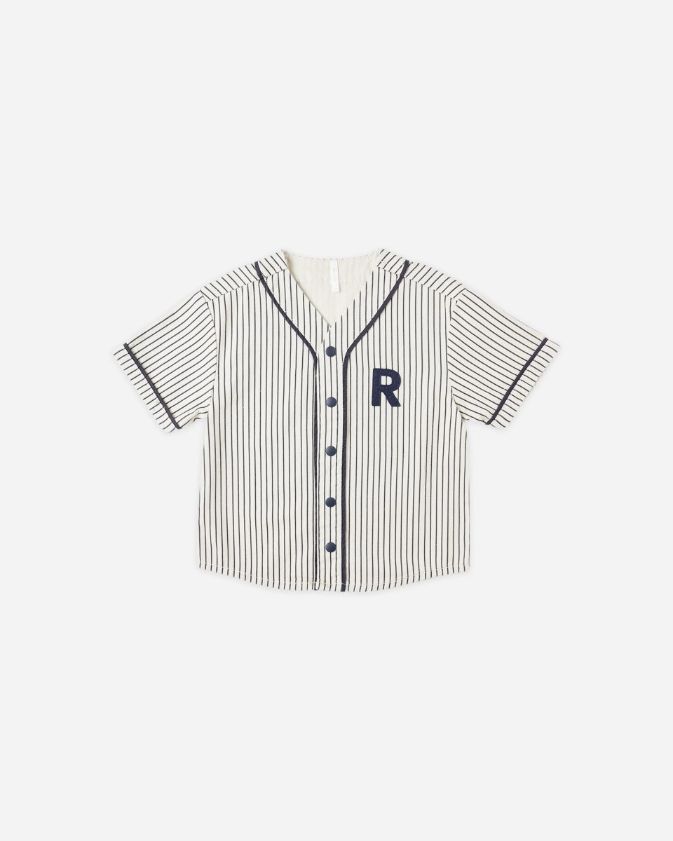 Baseball Shirt || Navy Pinstripe