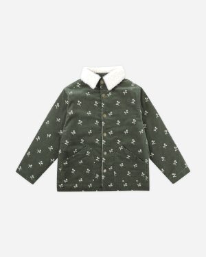 Long Chore Coat || Floral Embroidery