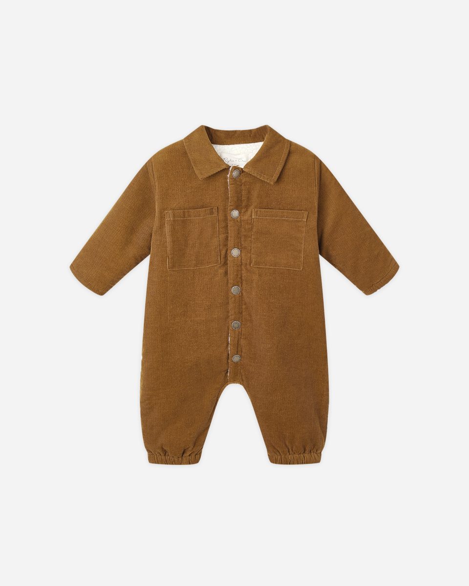 Cord Baby Jumpsuit || Golden