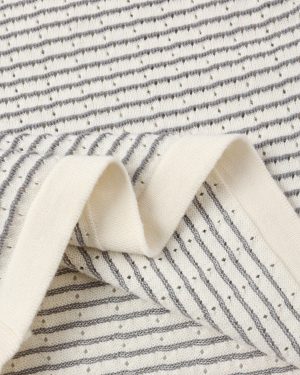 Boxy Crop Knit Tee || Dusty Blue Stripe