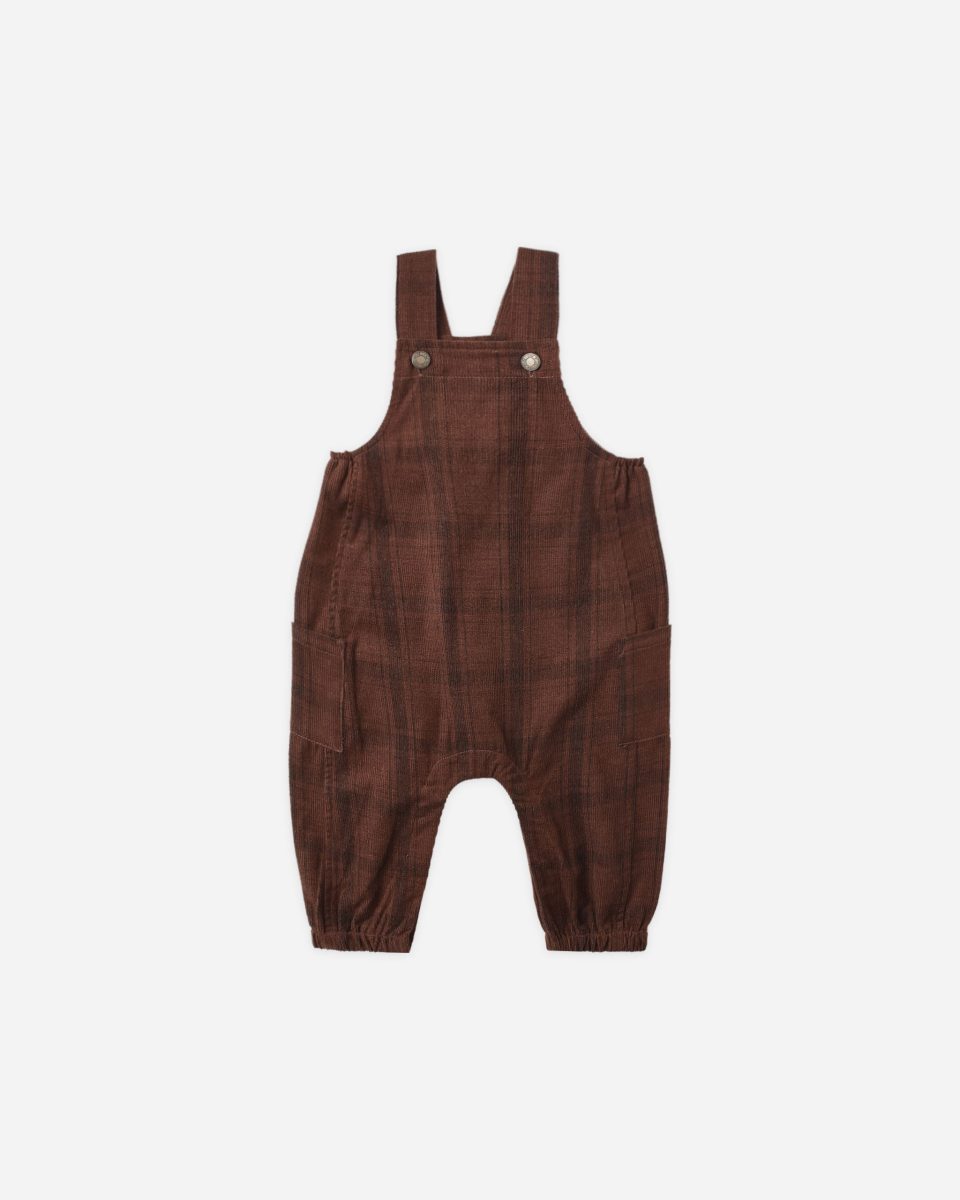 Cargo Baby Overall || Brown Plaid