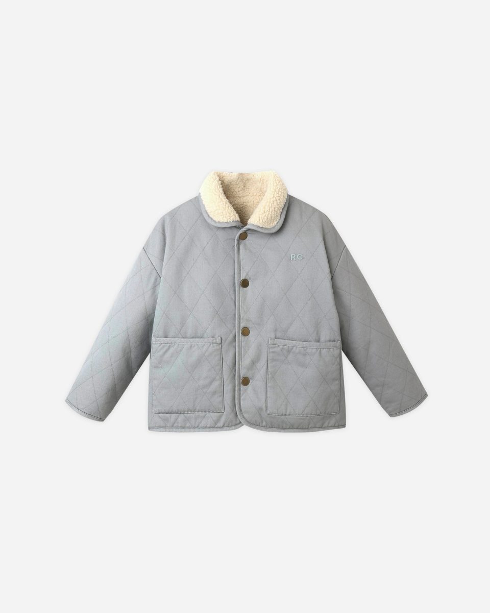 Quilted Winter Coat || Dusty Blue