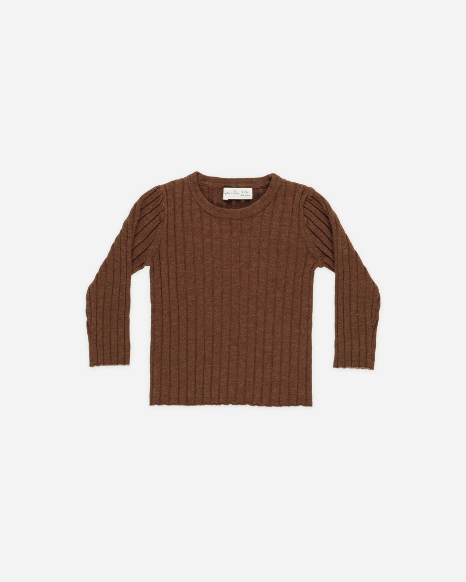 Long Sleeve Knit Top || Brown