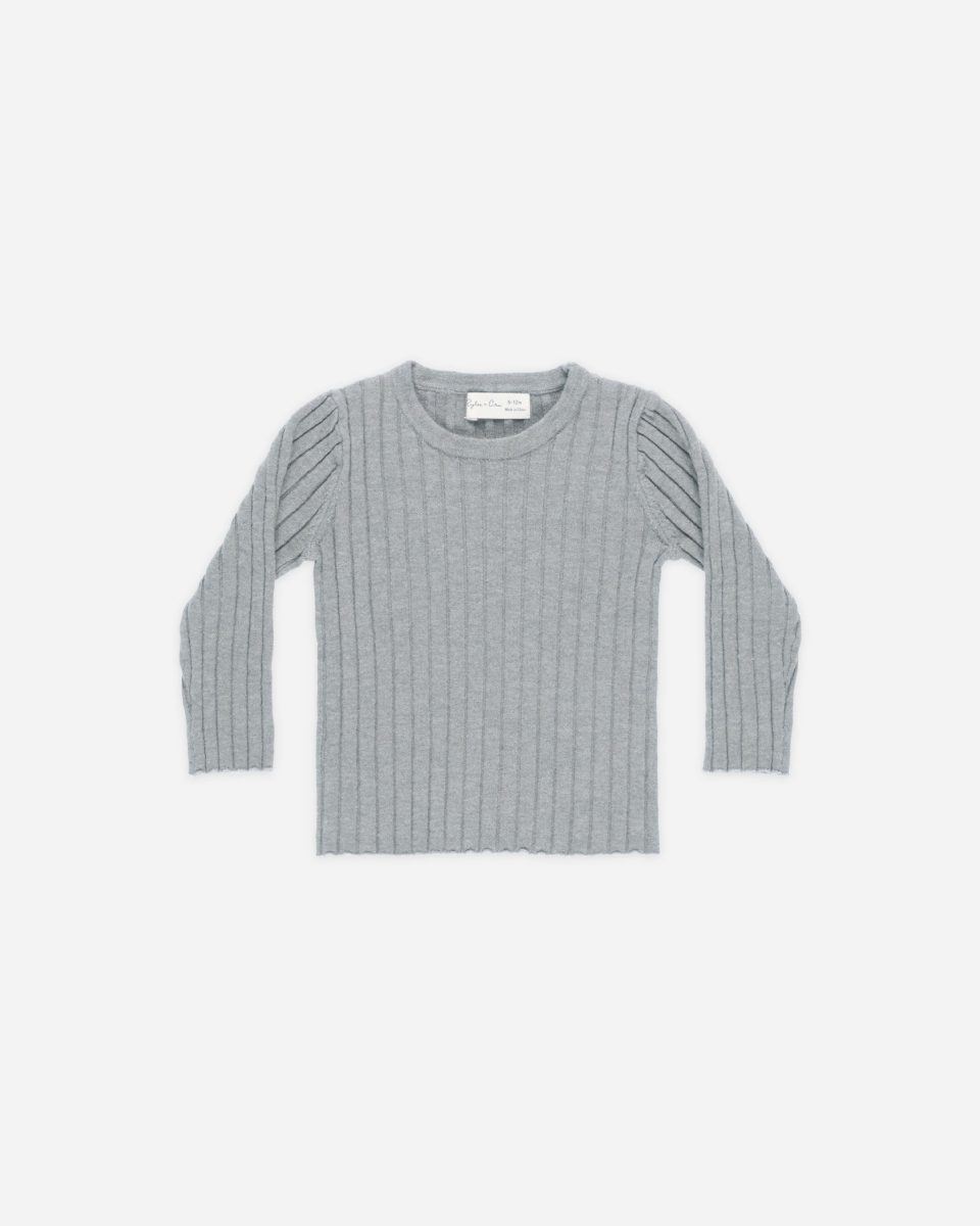 Long Sleeve Knit Top || Dusty Blue