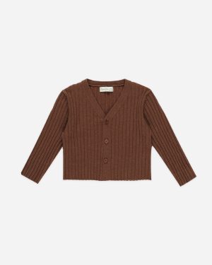 Long Sleeve Knit Button Top || Brown