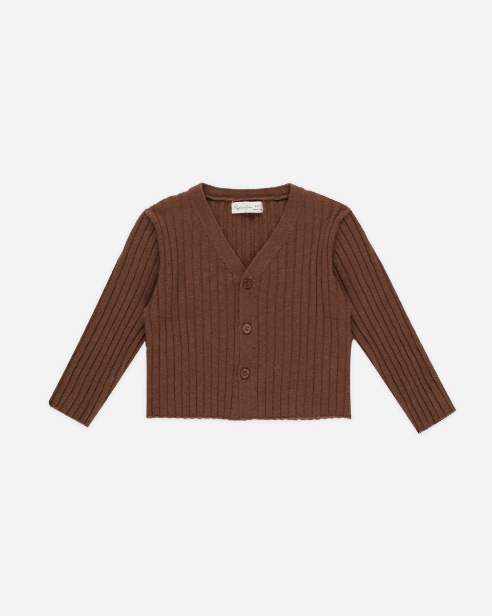 Long Sleeve Knit Button Top || Brown