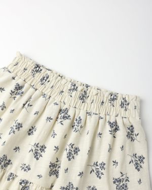 Ruffle Tiered Midi Skirt || Blue Floral