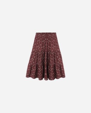 Ruffle Tiered Midi Skirt || Harvest Berry