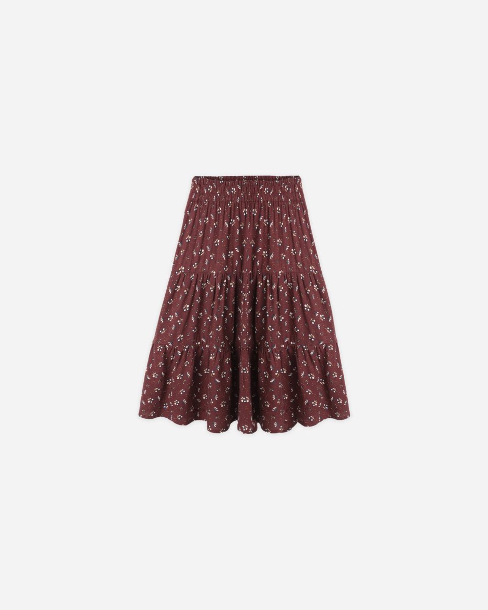 Ruffle Tiered Midi Skirt || Harvest Berry
