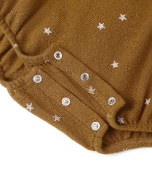 Spongey Knit Romper || Golden Stars