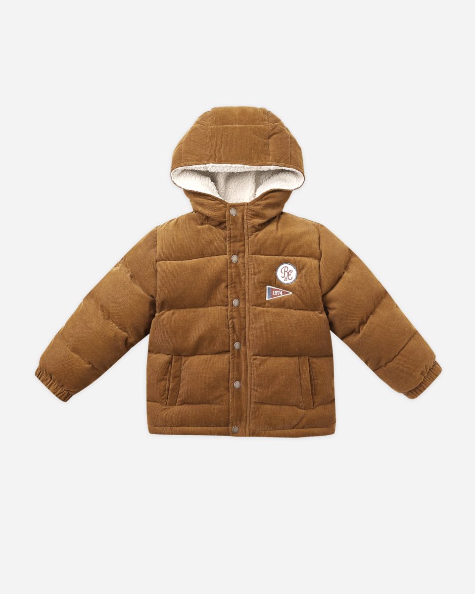 Cord Puffer Jacket || Golden