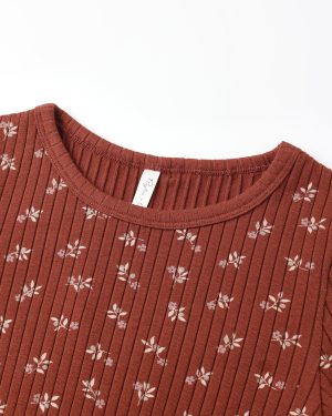 Ribbed Long Sleeve Top || Ruby Ditsy