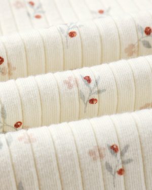 Ribbed Long Sleeve Top || Natural Ditsy