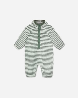Fuzzy Winter Jumpsuit || Evergreen Stripe
