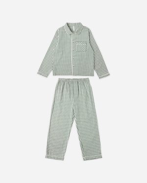 Long Sleeve Pajamas || Evergreen Gingham
