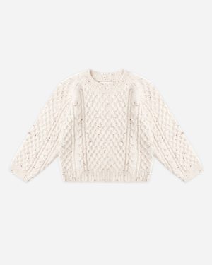 Cable Knit Sweater || Natural Speckled