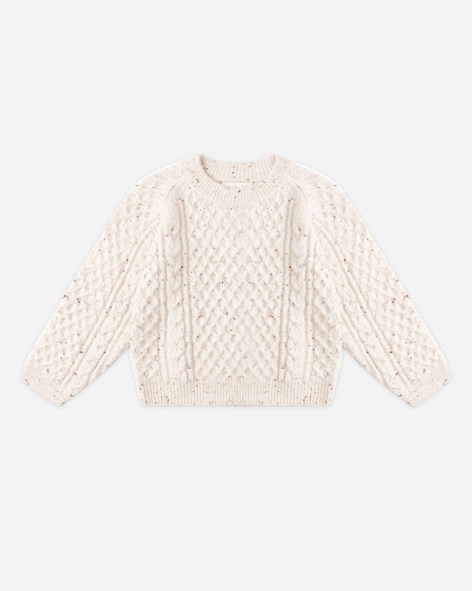 Cable Knit Sweater || Natural Speckled