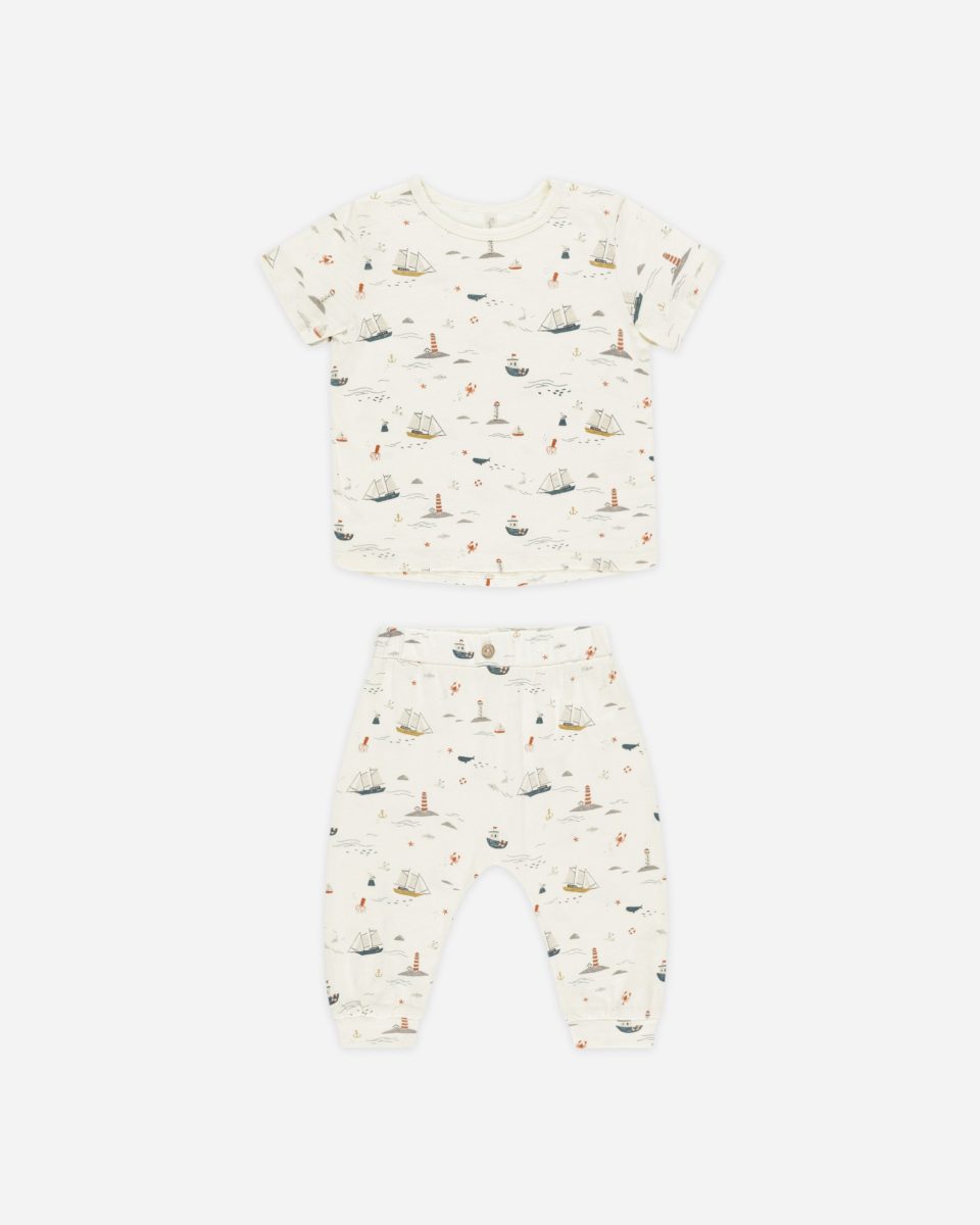 Tee + Slouch Pant Set || Nautical