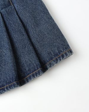 Pleated Denim Skirt || Indigo Denim