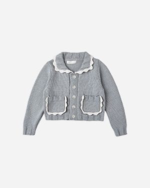 Scallop Cardigan || Dusty Blue