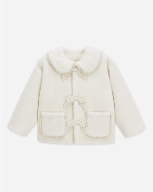 Shearling Collared Coat || Natural