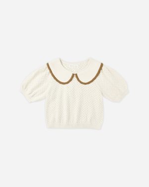 Pointelle Collared Top || Natural