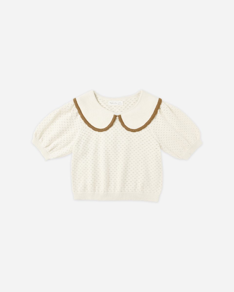 Pointelle Collared Top || Natural